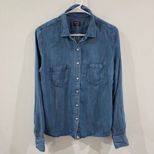UNTUCKit Womens Lyocell Chambray Button Down Shirt Size 6 Blue Coastal Cowgirl